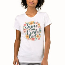 "Sol Afuera, Rizos Afuera" Camiseta Gráfica Floral