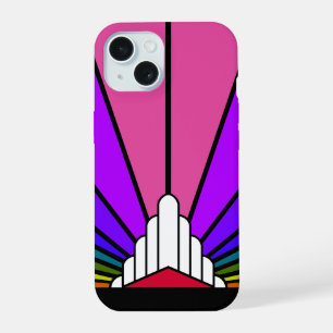 Sol Art Decó en arco iris