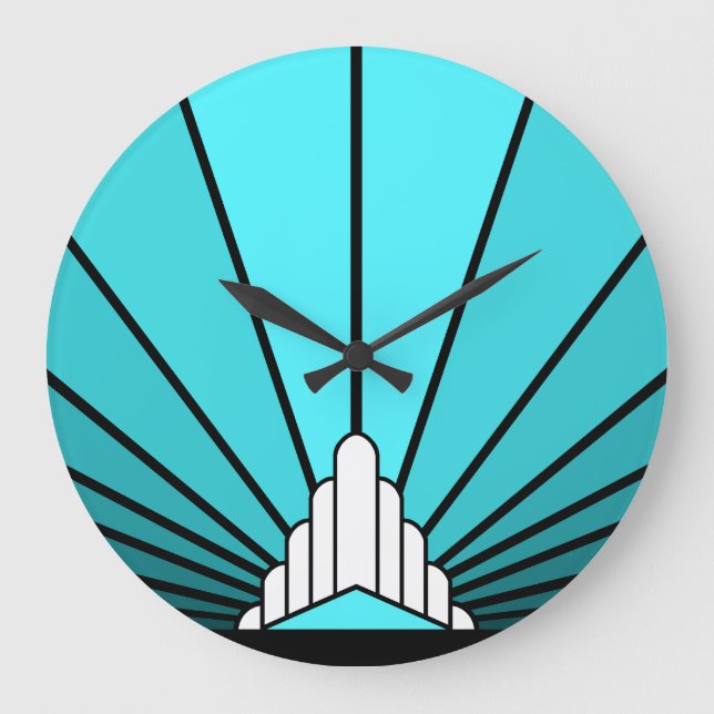 Sol Art Déco en el reloj de pared acuático (Anverso)