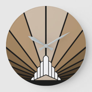 Sol Art Decó en el reloj de pared de bronceado
