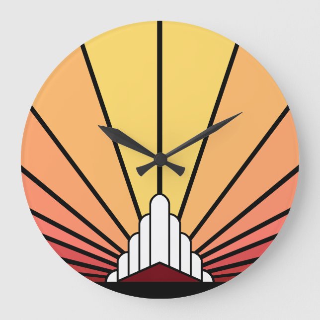 Sol Art Decó en el reloj de pared del amanecer (Anverso)