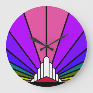 Sol Art Decó en el reloj de pared del arco iris