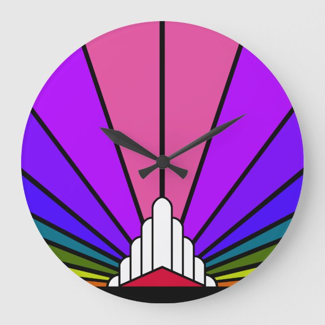 Sol Art Decó en el reloj de pared del arco iris (Anverso)