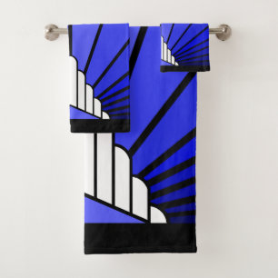Sol Art Déco en toalla azul