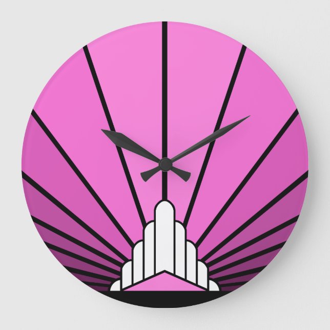 Sol Art Decó en un reloj de pared rosa (Anverso)