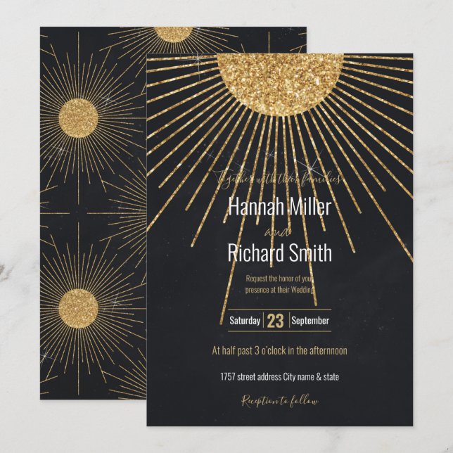 Sol brillante de oro negro moderno (Anverso / Reverso)