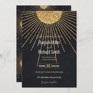 Sol brillante de oro negro moderno