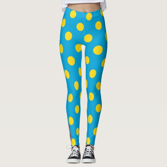 Sol & Cielo: Lunares Amarillos en Leggings Azules (Anverso)