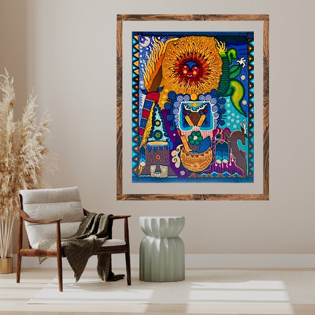 Sol colorido Huichol Boho Arte Mexicano (Subido por el creador)