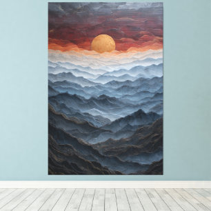 Sol Dorado Sobre Rangos de Montañas Azules Arte de