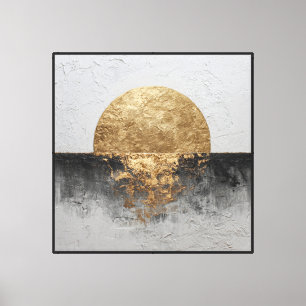 Sol Dorado y Horizonte Negro – Arte de Pared Abstr