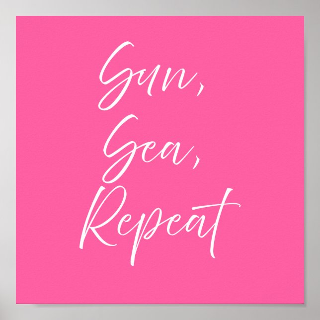 Sol Mar Repetir Póster Rosa | Costero Elegante (Frente)