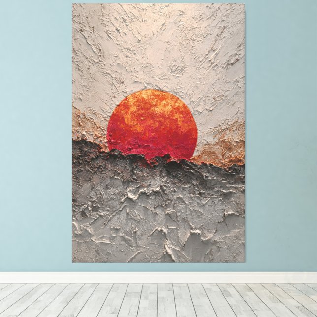 Sol Rojo Ardiente Sobre Arte Abstracto de Pared de (Insitu (piso de madera))
