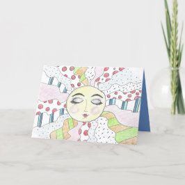 Sol somnoliento - Tarjeta de nota doblada