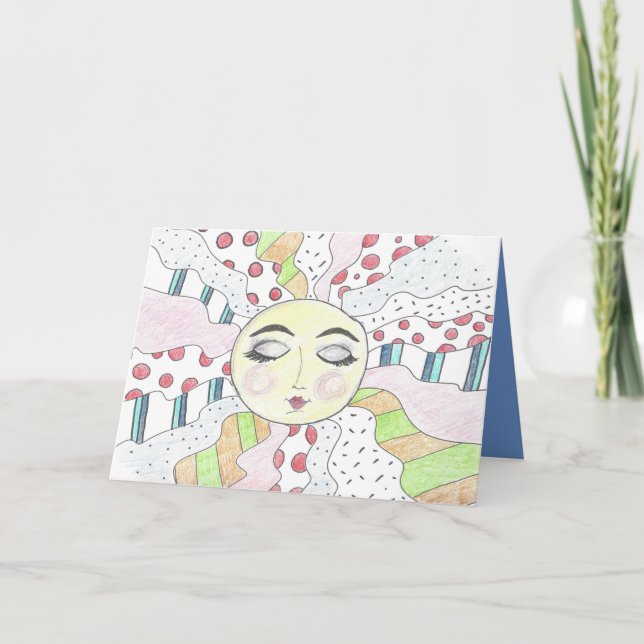 Sol somnoliento - Tarjeta de nota doblada (Anverso)