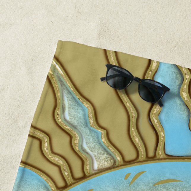 Sol sonriente de verano | Toalla de playa (In situ)