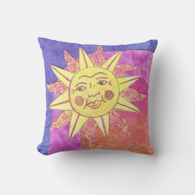 sol sonriente en almohada morada (Anverso)