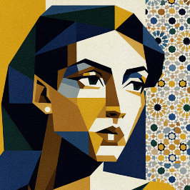 Sol y Luna Cara Arte Dualismo Día y Noche Geometrí