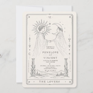 Sol y Luna Invitación de Boda Tarot de Arte de L