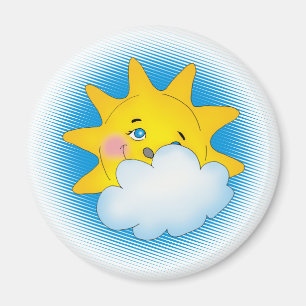 Sol y nube felices - imán