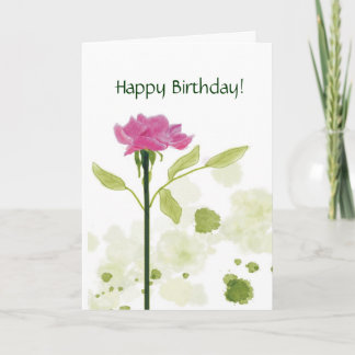 Sola tarjeta de felicitación color de rosa del