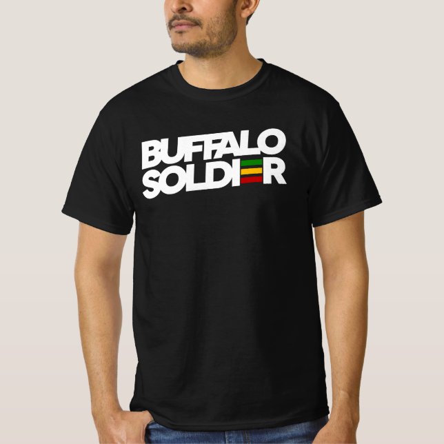 Soldado búfalo rasta colores reggae camiseta (Anverso)