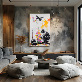 Soldado de graffiti y flores - Arte pacífico de pr