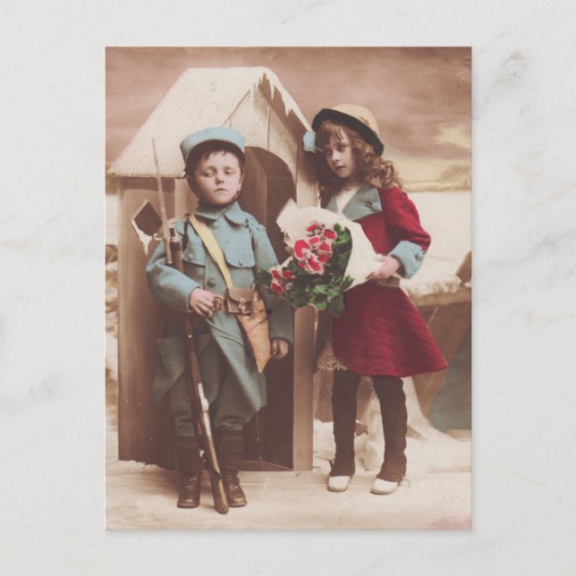 Soldado de niño y postal de cosecha pequeña (Anverso)