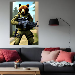Soldado de oso antropomórfico   Poster de arte de