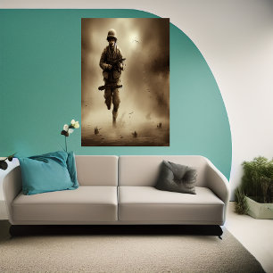 Soldado en ejecución   Poster de arte de IA