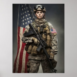 Soldado femenino de arte poster