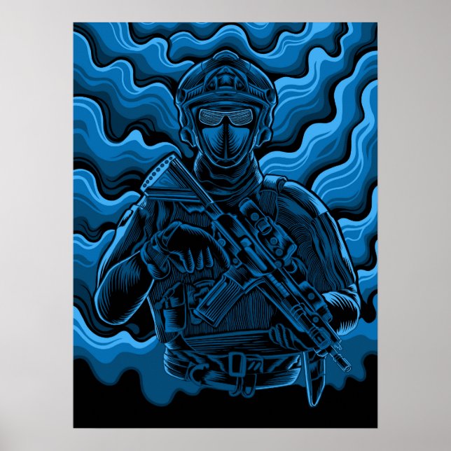 Soldado militar de arte poster (Frente)