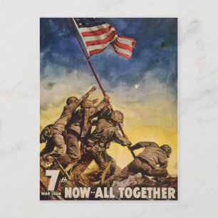 Soldados de época colocando una postal de guerra d