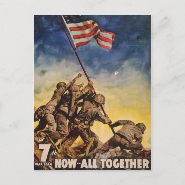 Soldados de época colocando una postal de guerra d (Anverso)