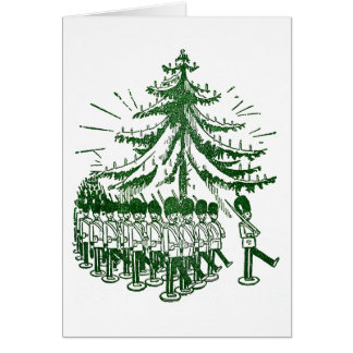Soldados de juguete marzo alrededor de un árbol