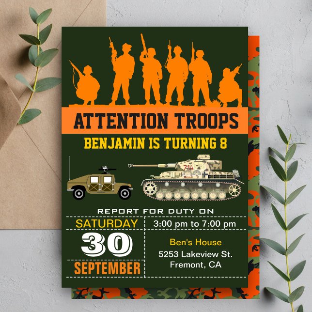 Soldados del Ejército Invitación a Camo por Cumple (Subido por el creador)