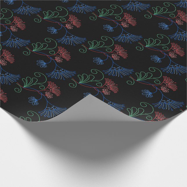 soldadura floral sobre papel de envoltura negro (Esquina)