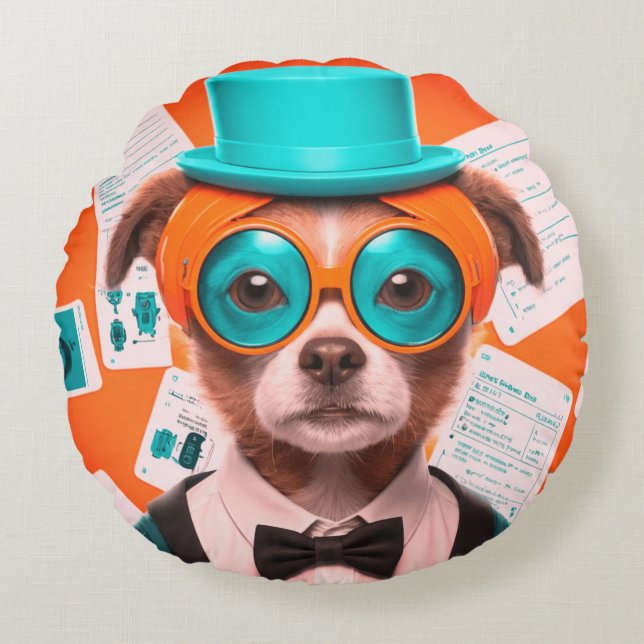 Soleada almohada redonda de cachorro (Anverso)