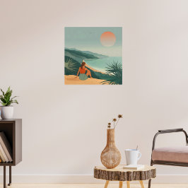 Soledad del atardecer - Impresión de vista costera