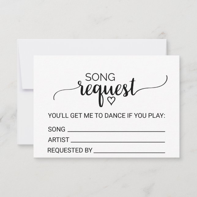 Solicitud de canción de boda con caligrafía negra  (Anverso)