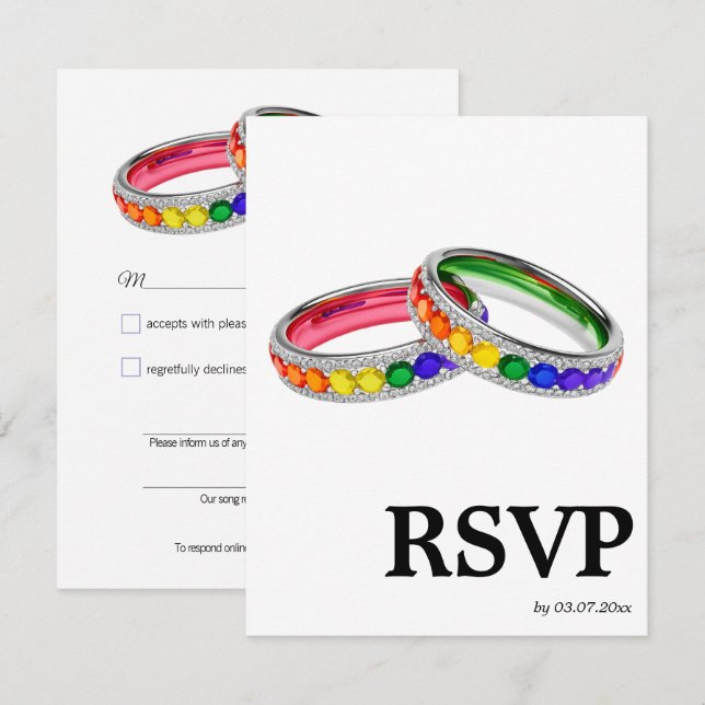 🌈  Solicitud de canción Tarjeta de RSVP de Anillo (Anverso / Reverso)