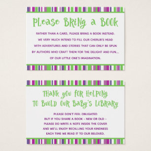 Solicitud de libro para baby shower con rayas verd