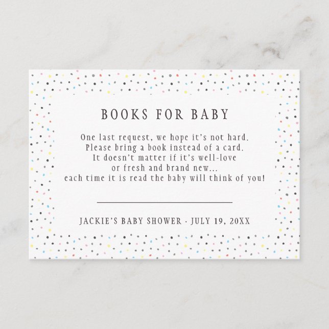 Solicitud de libro | Tarjeta de cierre Baby Shower (Anverso)