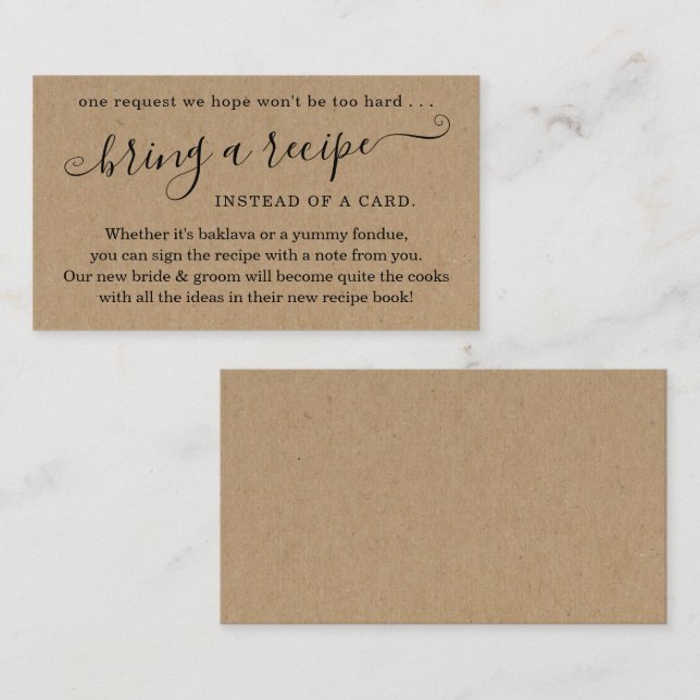 Solicitud de receta para la invitación a la ducha  (Anverso / Reverso)