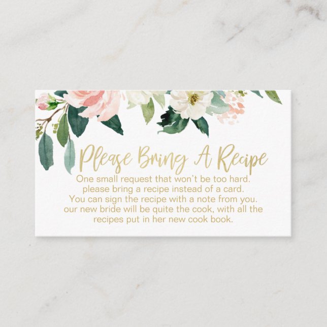 Solicitud de tarjeta de receta de Floral Bridal Sh (Anverso)