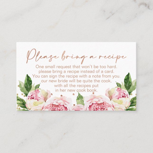 Solicitud de tarjeta de receta de Floral Peonies B