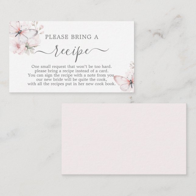 Solicitud de tarjeta de receta de mariposas para d (Anverso / Reverso)