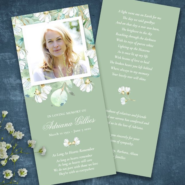 Solidaridad Eucalyptus Foto Funeral Gracias Tarjet (Funeral Thank You Card, memorial keepsake, elegant eucalyptus sympathy celebration of life card)