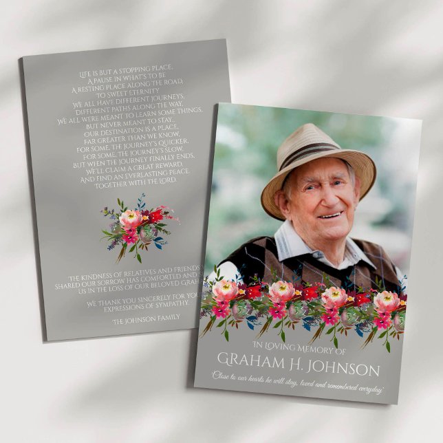 Solidaridad Floral Foto Funeral Tarjeta de agradec (Photo Floral Sympathy Bereavement Condolence Funeral Thank You Card)