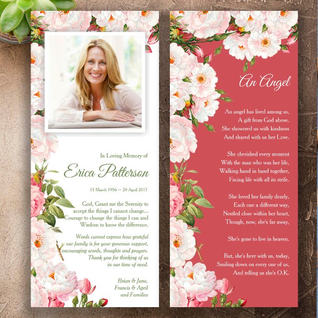 Solidaridad Foto Funeral Gracias Flores De Tarjeta (Heavenly Blossoms Sympathy Memorial Photo Funeral Thank You Card)